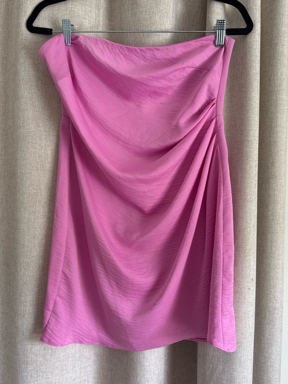 ASOS Strapless Draped Mini Dress in Bright Pink